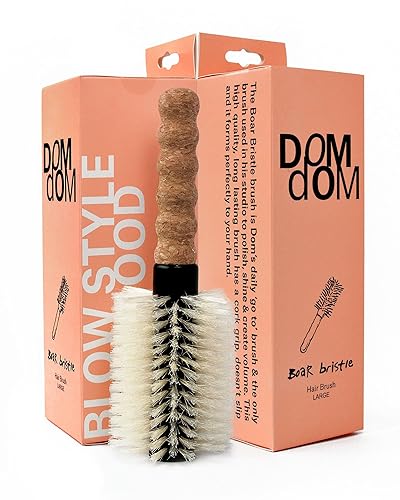 Cepillo de pelo de cerdas de jabalí de nailon, cepillo redondo para secado por soplado, cepillo grande de 2.5 pulgadas, cepillo antiestático, mango