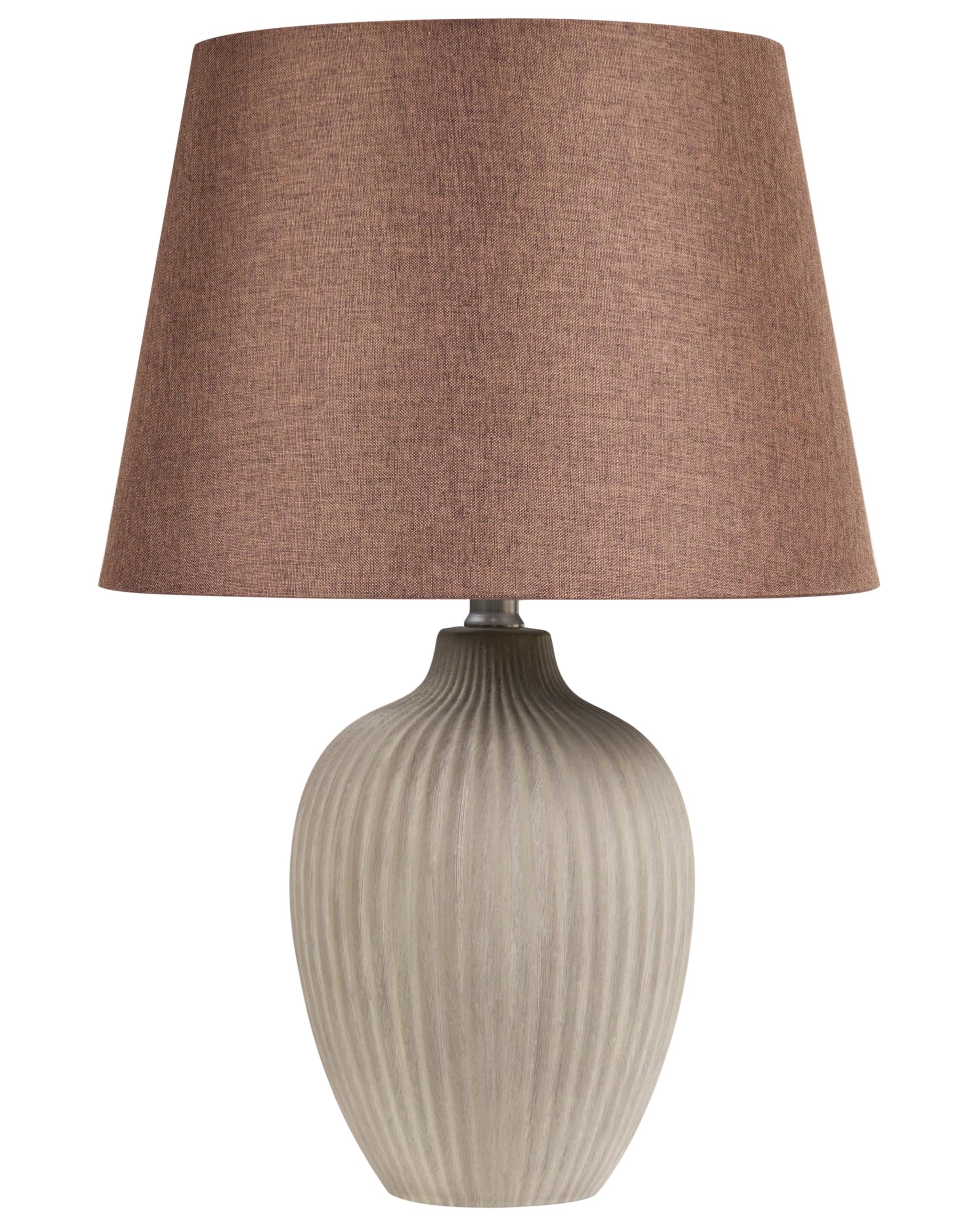 Beliani Klassische Tischlampe Fergus – Mit Leinenschirm & Keramischem Fuß In Braun, Höhe 52 Cm, Für Retro- & Vintage-Look