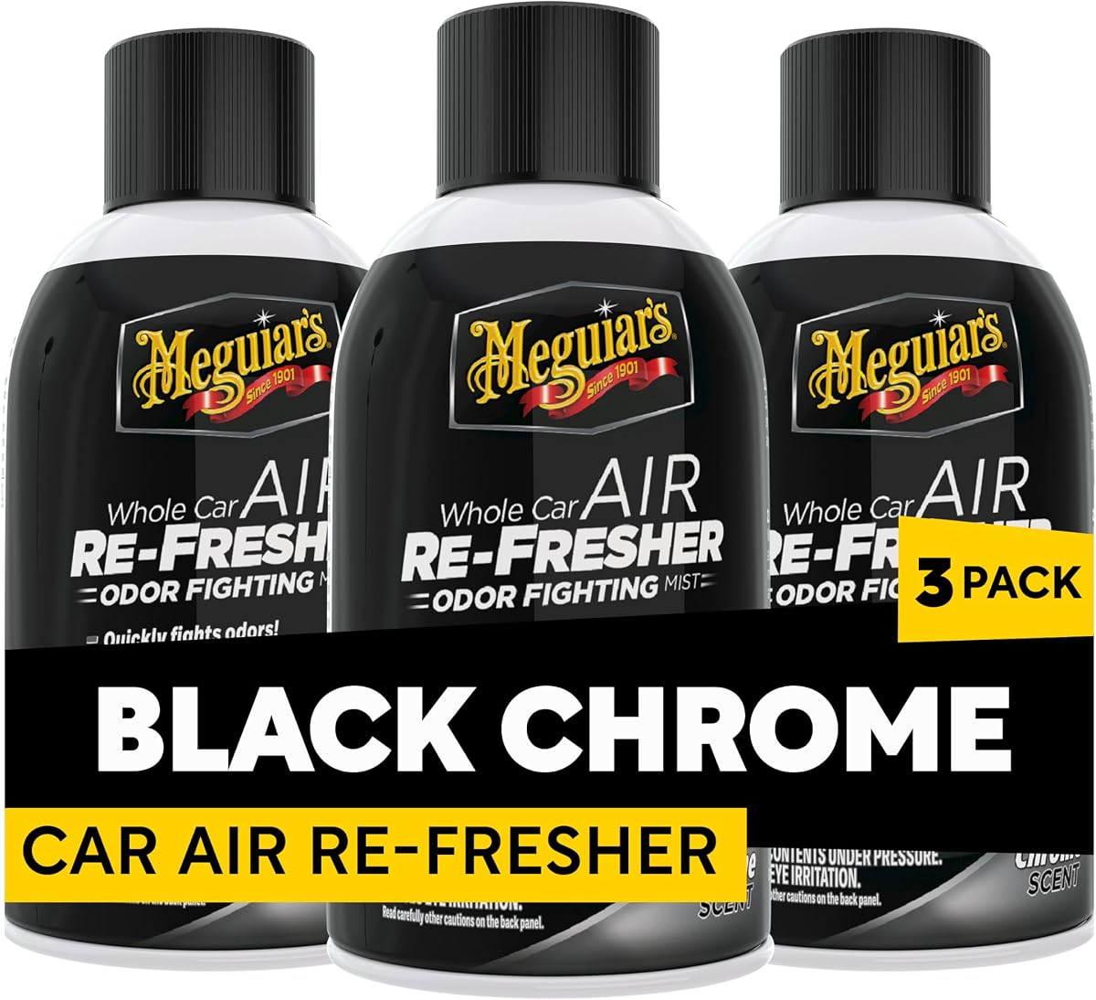 Meguiar's Air Re-Fresher, Black Chrome scent, 2 oz (Pack of 3)