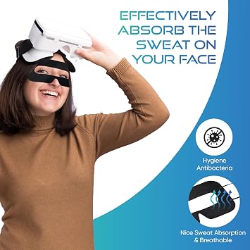 ByteX 200 Pcs Disposable VR Face Mask Breathable Cover Eye Mask for VR Nonwoven Fabric Sanitary VR Mask, VR Eye Cover Pad - Comfortable, Protective, Sweat-Absorbent Face Covers (Black)
