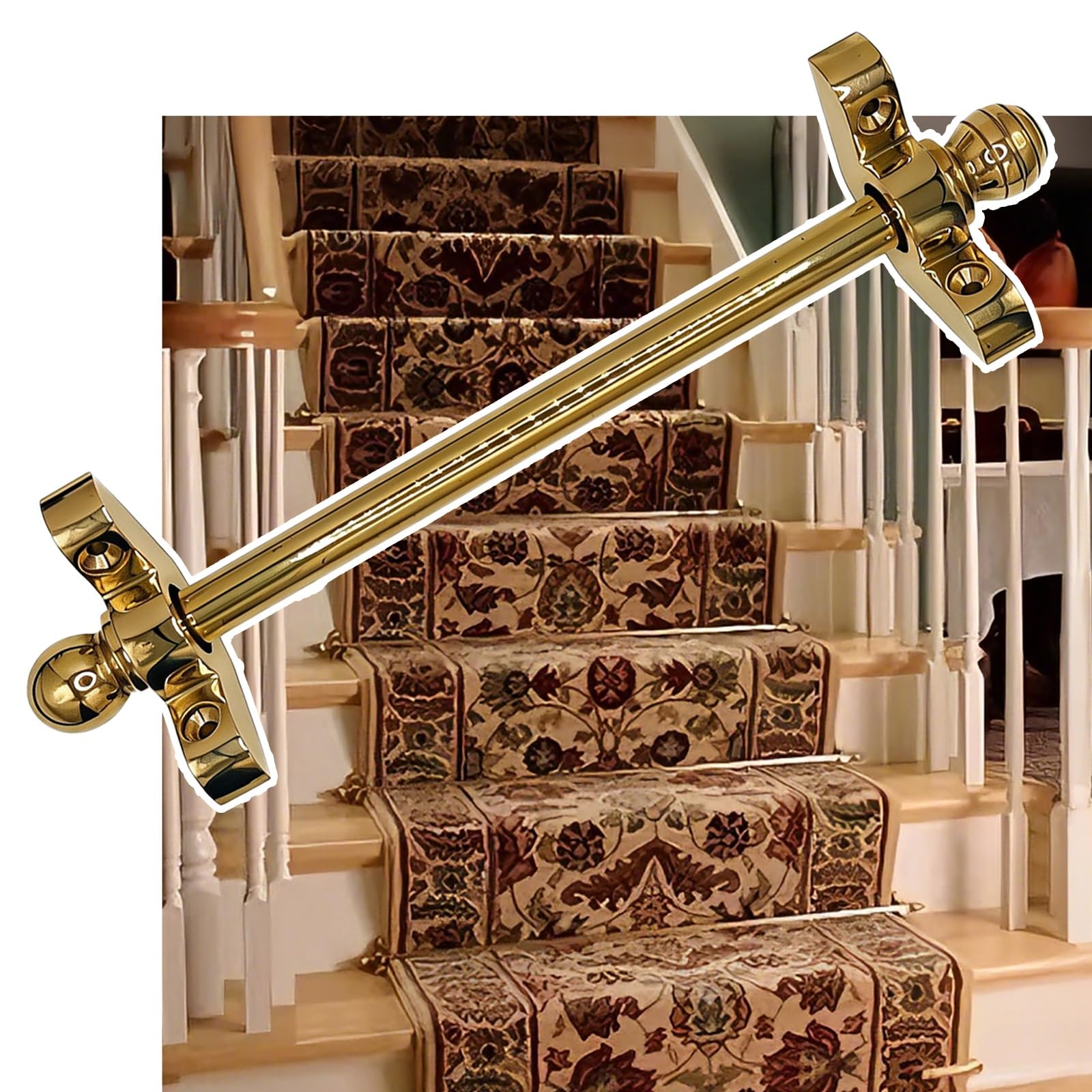 Tringles d'escalier pour tapis de couloir antidérapant avec bande fixe de sécurité