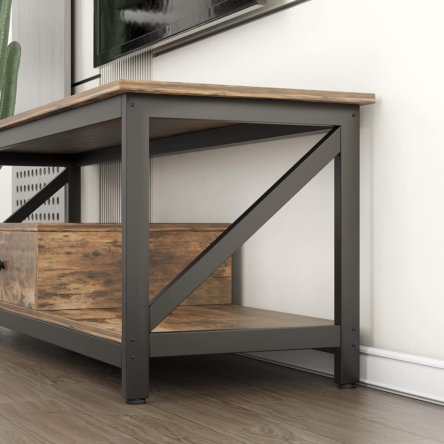 Close-up of the VERMESS TV Stand's adjustable foot