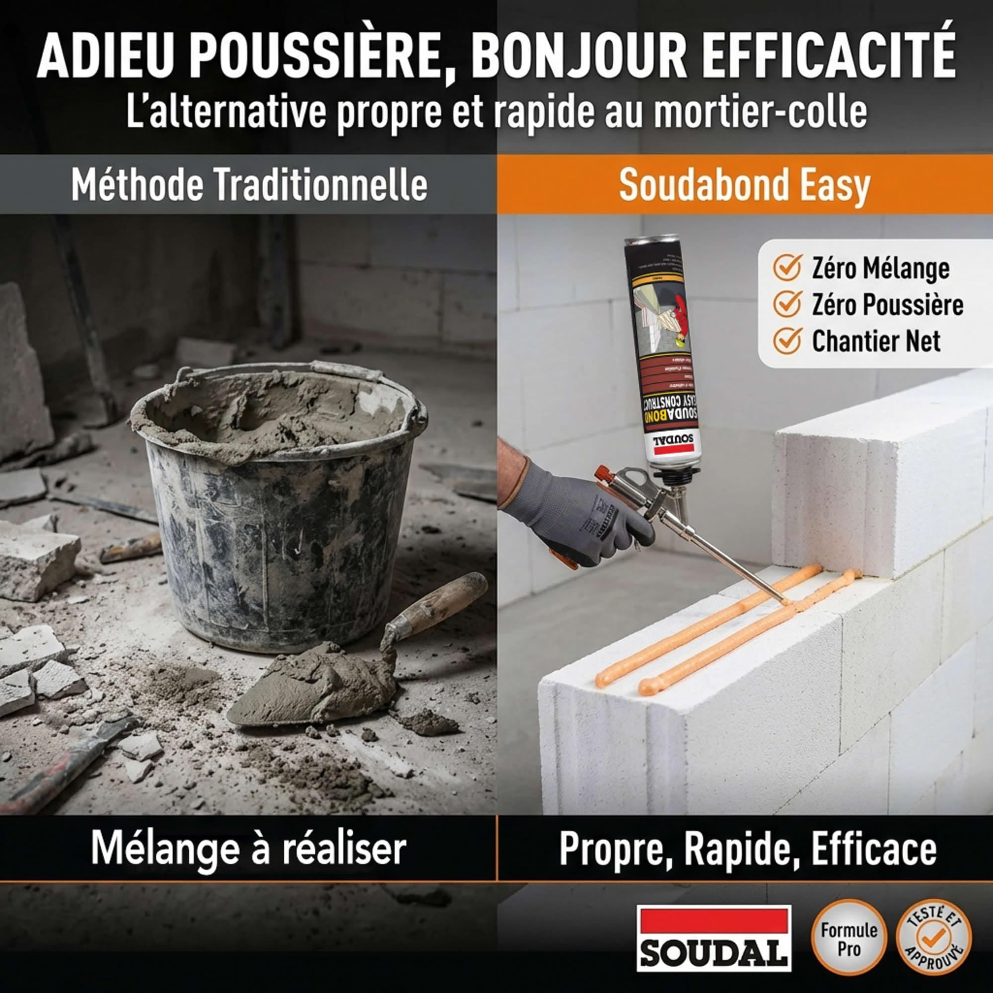 Soudal - Colle mousse PU 750 ML non-expansive SOUDABOND EASY CONSTRUCT