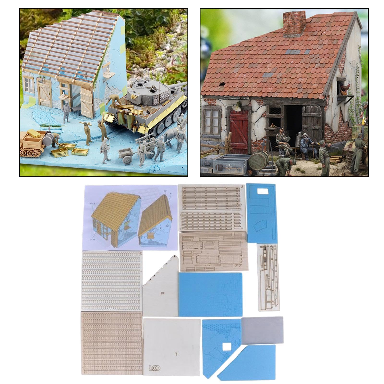 1:35 Rovine Casa Architettura Smontaggio Artigianato Non Verniciato Fai da Te Legno Fatto a Mano Layout Scena Tavolo di Sabbia Diorama Acces, Solo Casa