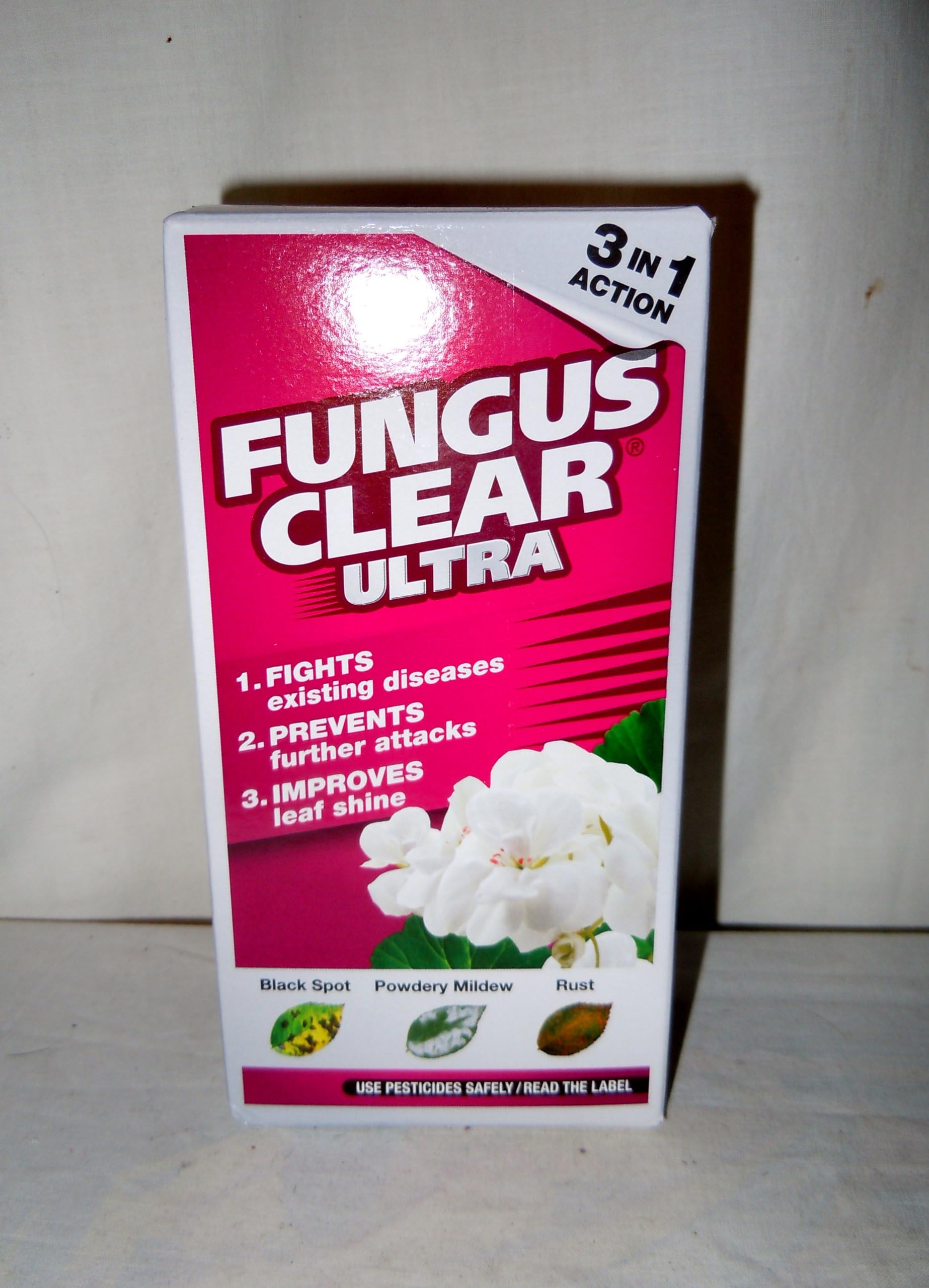 3 in 1 action, fungus clear ultra, fights existing diseases, prevents further attacks, improves leaf shine, 225ml