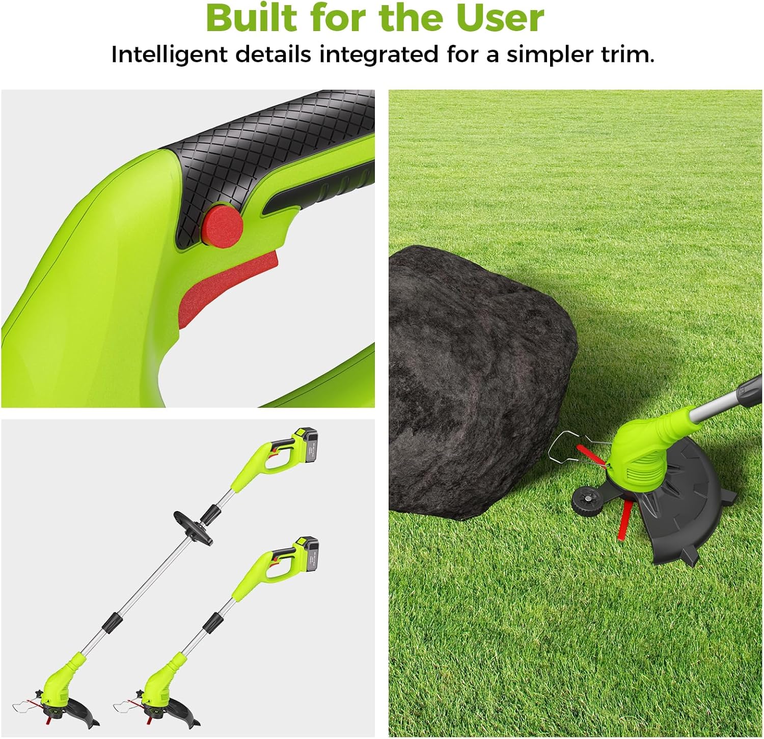 Aokia String Trimmer: Cordless Weed Wacker with 40V 2.0Ah Battery - Lightweight Electric Lawn Edger - 2 in 1 Trimmer & Edger Lawn Tool Grass Cutter with 2 Plastic Blades for Garden, Yard - Image 6