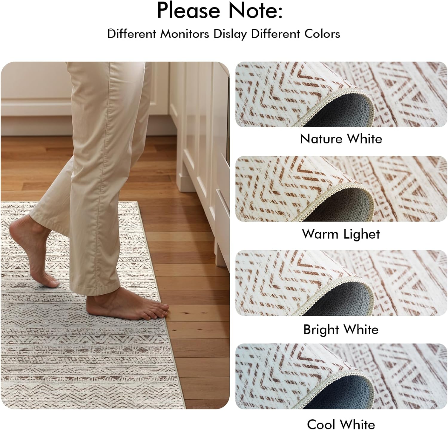 2x8 Washable Kitchen Runner Rug: Modern Moroccan Runners for Hallway Soft Non Slip Rugs with Rubber Backing Low Pile Thin Waterproof Floor Carpet for Entryway Bedroom Bathroom Indoor 2x8 Beige