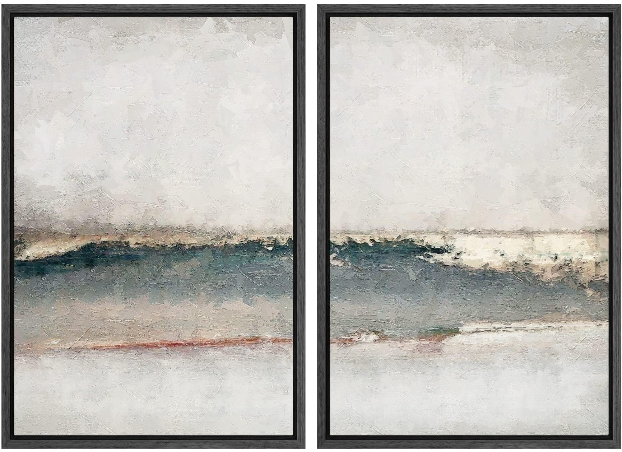 MUDECOR Framed Canvas Print Wall Art Set Watercolor Pastel Green Tan Landscape Abstract Shapes Illustrations Modern Art Decorative Contemporary for Living Room, Bedroom, Office - 16"x24"x2 Natural — view 110