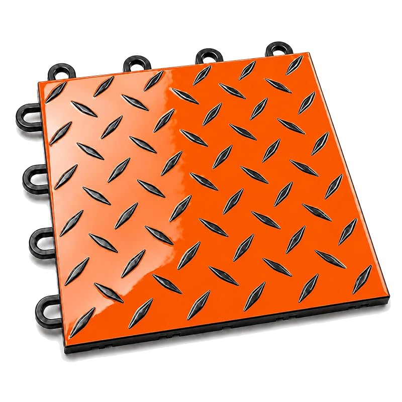 Piso Modular para Garagem Nitro Pro FlooringInc em Polipropileno Rígido, Harley Orange / Black, 20 peças
