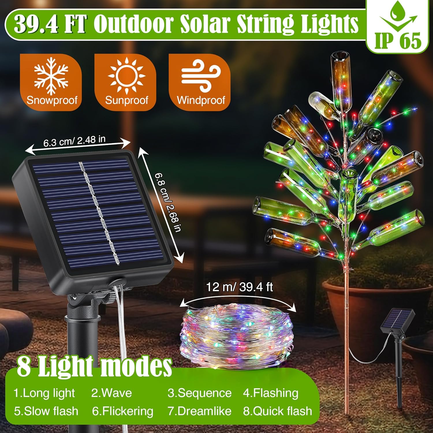 Meonum Solar Light Bottle Tree, 61" Metal Garden Sculpture for Yard & Patio Decor, Colorful Outdoor Wine Holder for Garden & Lawn Decoration, Holds 24 Glass Containers(Bronze)