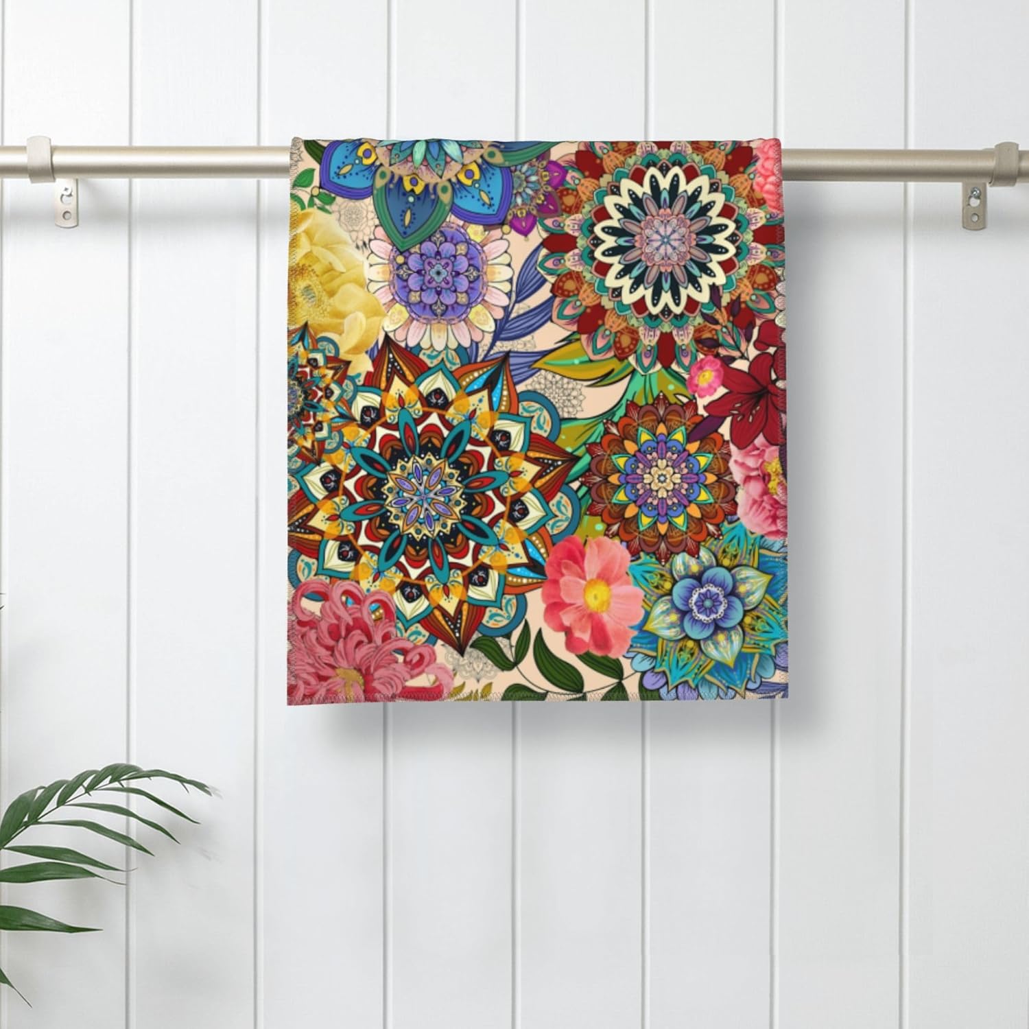 Boho Floral Bathroom Towels Decorative Set of 2 Soft Absorbent Colorful Flowers Bath Hand Towels for Bathroom Decor Home Farmhouse Gym Yoga Spa 14"x28" - Image 4