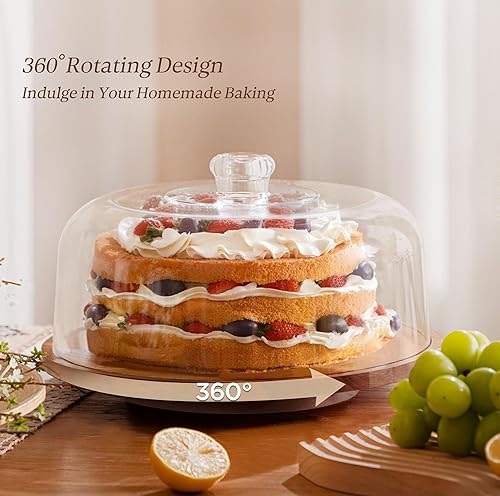 Miniatura 40 de HABIBEE 6-in-1 Soporte multifuncional de acrílico con cúpula para servir pasteles, 12 pulgadas