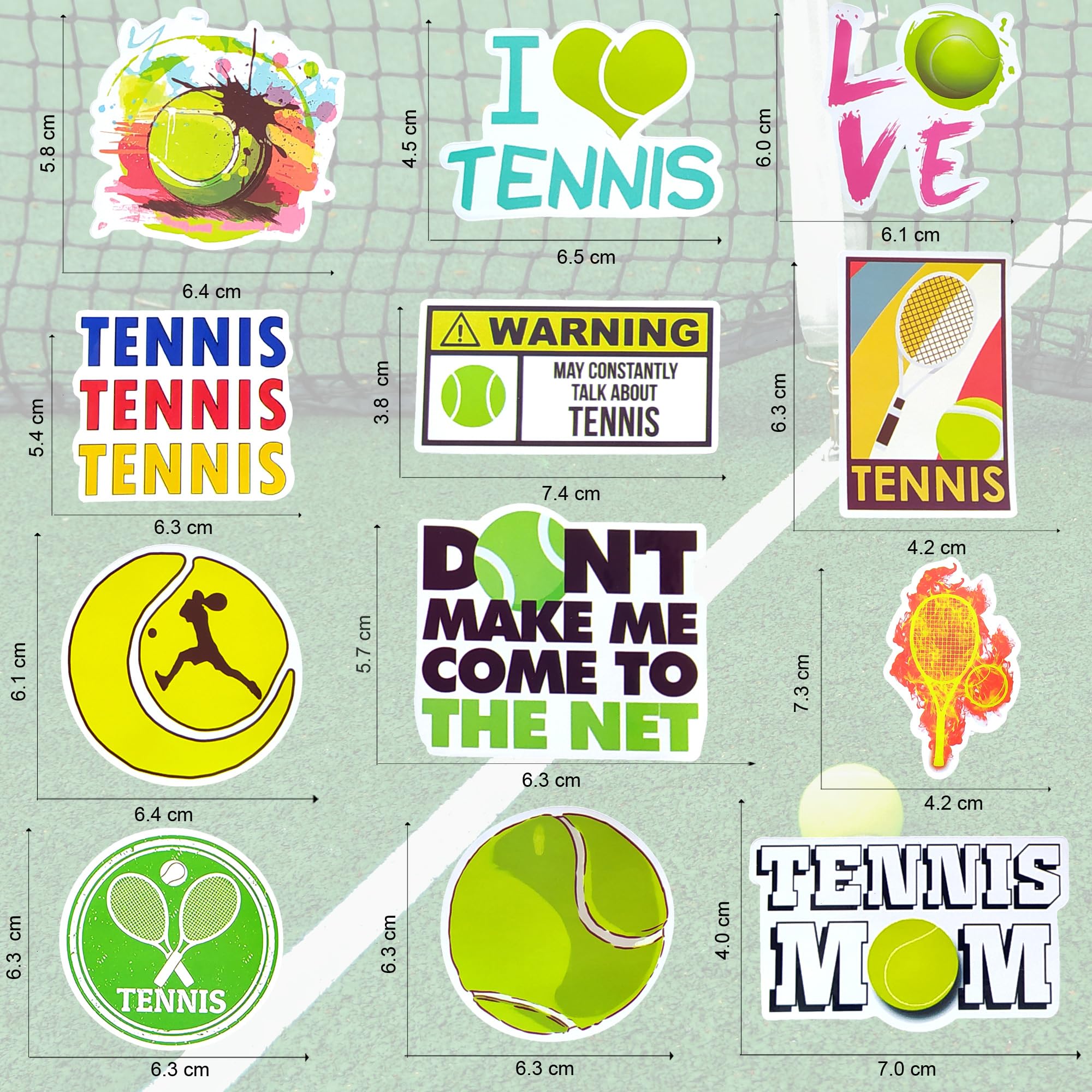 Tennis-Aufkleber Set – 50 Wasserdichte Vinyl-Aufkleber Für Auto, Handy, Laptop & Mehr