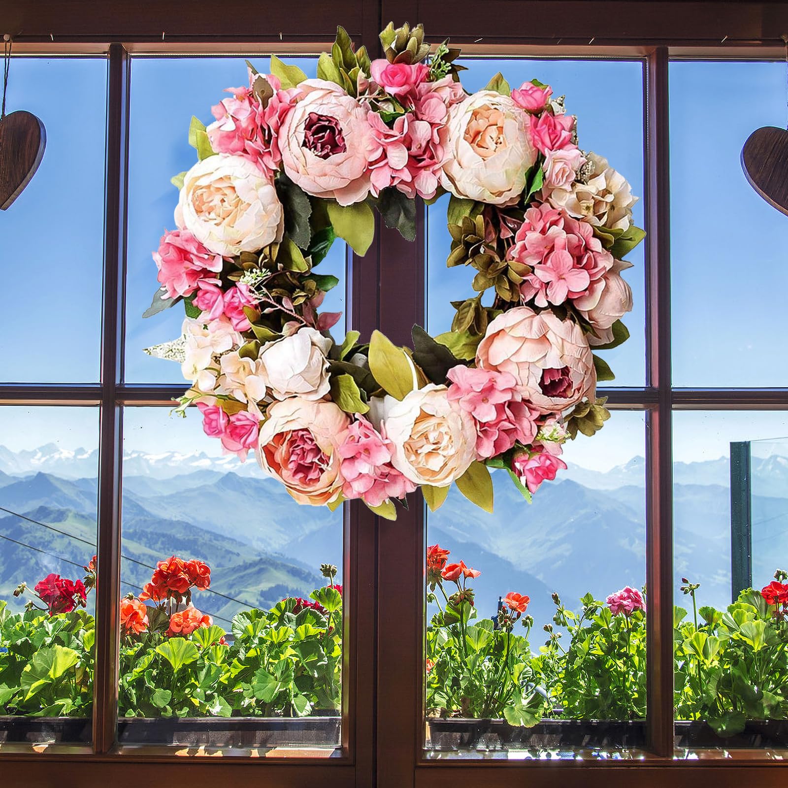 Türkränze, künstlicher Blumenkranz, Haustür für alle Jahreszeiten, alle Jahreszeiten, floraler Türkranz, Tür-Wandbehang, Zubehör für Hochzeit, Party, Outdoor-Dekoration, Erntedankfest, Weihnachten Küche, Haushalt & Wohnen