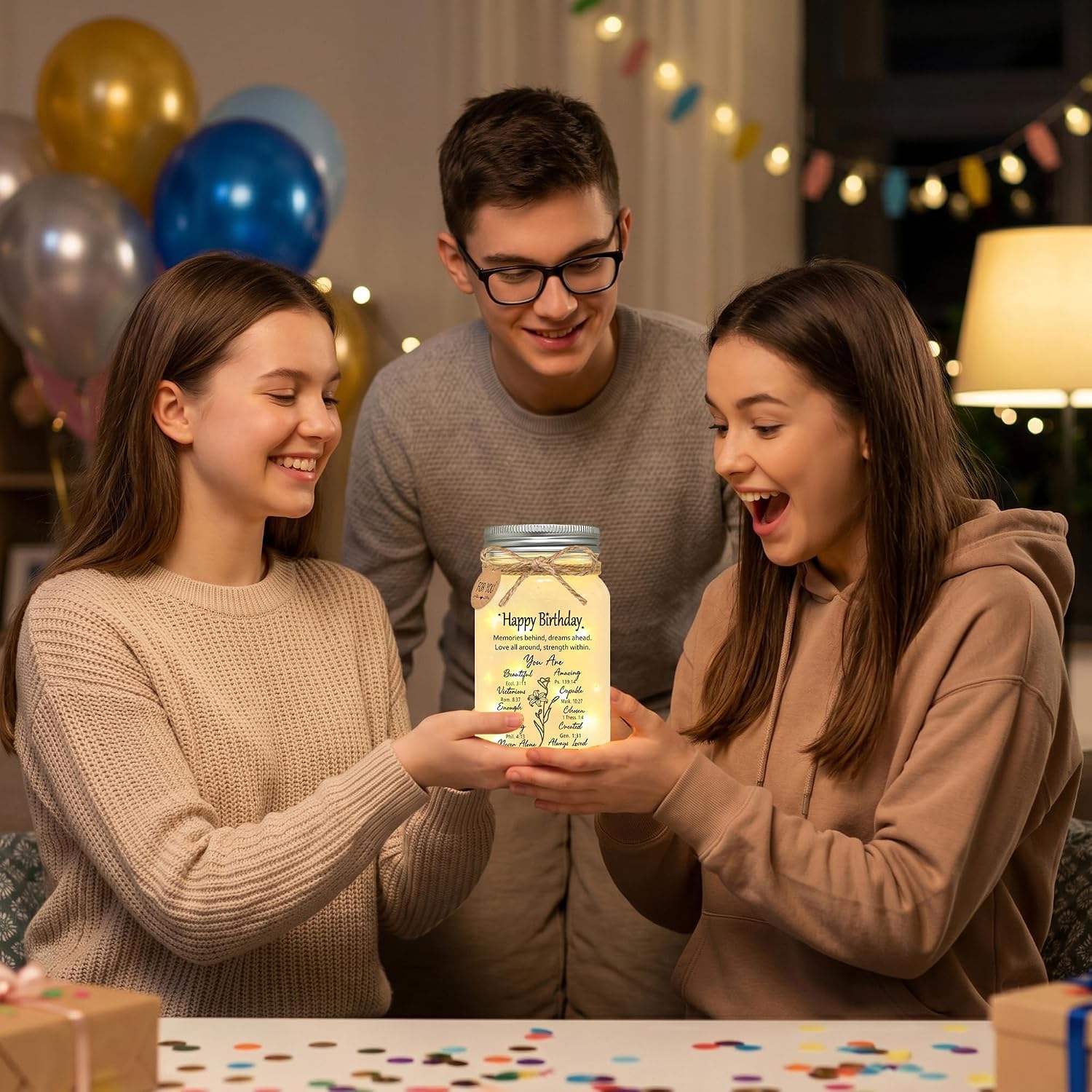 Christian Birthday Gifts for Women, Inspirational Mason Jar Night Light
