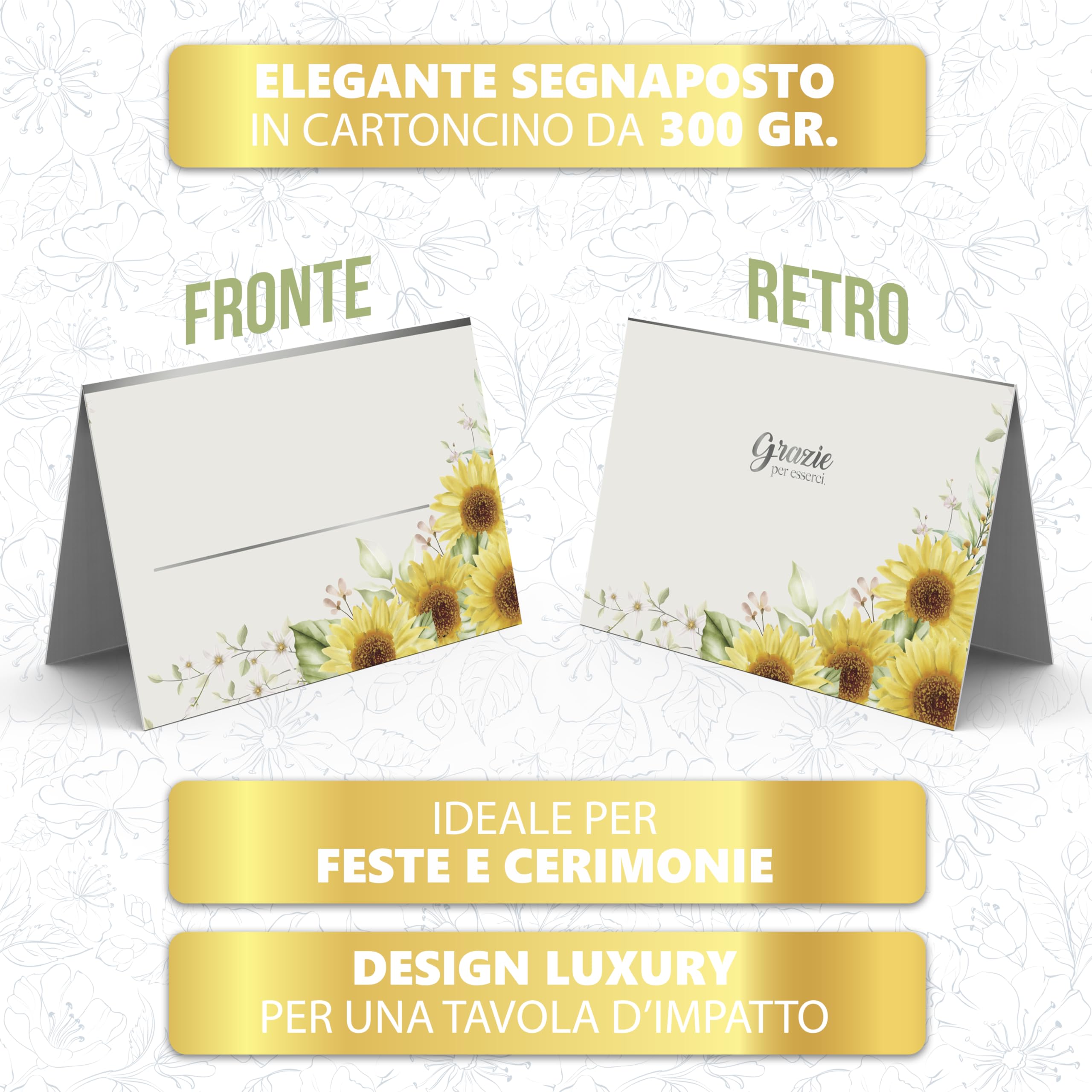 NAÏZAYA 50 Place Cards Sunflower First Communion Boy Girl, 50 Elegant Place Cards for Original Table - Image 2