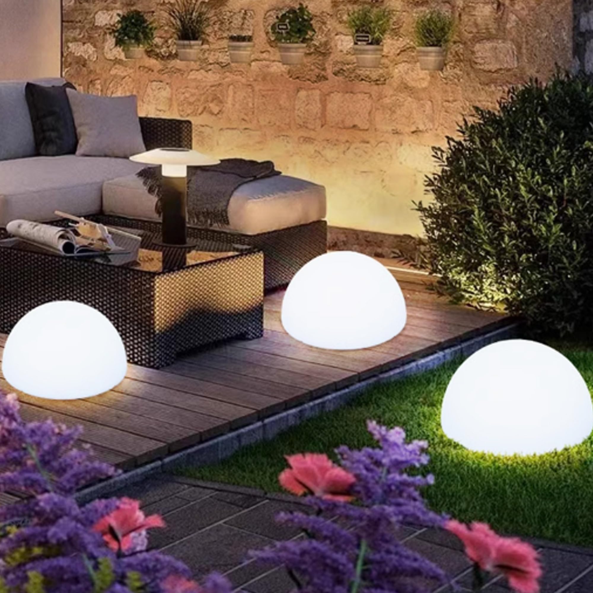 Lampes Solaires Extérieur, boules lumineuses exterieures solaires, 16 Couleurs Lampe Solaire Décorative, décoration jardin, pour jardin, pelouse, patio, allée, arrière-cour, décoration de paysage(60*3