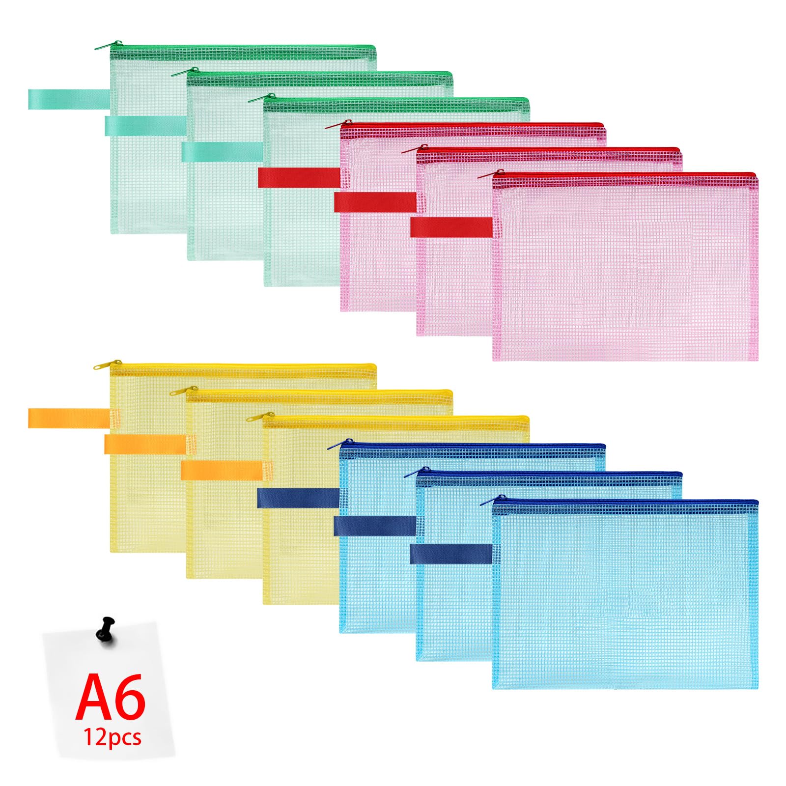 OFFCUP Dokumententasche B5, 10 Stück Mesh Dokumentenmappe Wasserdichte mit Reißverschluss und Griff Wasserdichte, Verdicktem PVC Datei Tasche für Schule Zuhause Büro Reisen Kosmetika