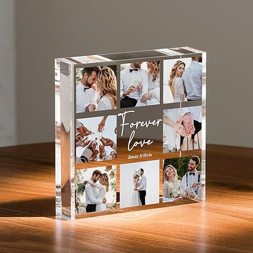 Miniatura 4 de NAZENTI Bloque de fotos acrílico personalizado, placa de impresión de pareja, regalos de imagen, cubos de fotos acrílicos personalizados, marco de