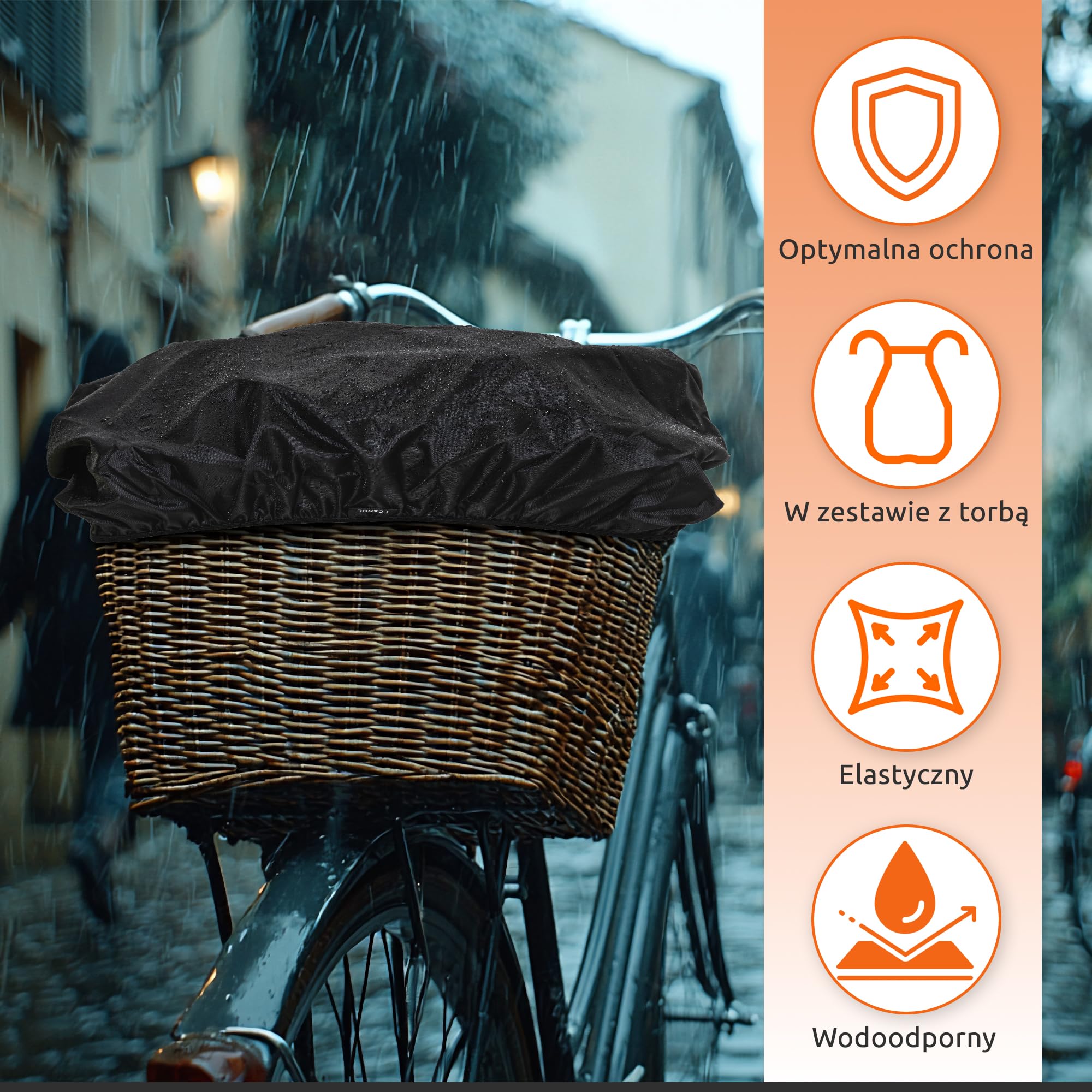 ECENCE x Pokrowiec przeciwdeszczowy na kosz rowerowy Pokrowiec przeciwdeszczowy na kosz rowerowy powłoka kosz rowerowy wodoodporna pokrowiec przeciwdeszczowy kosze rowerowe