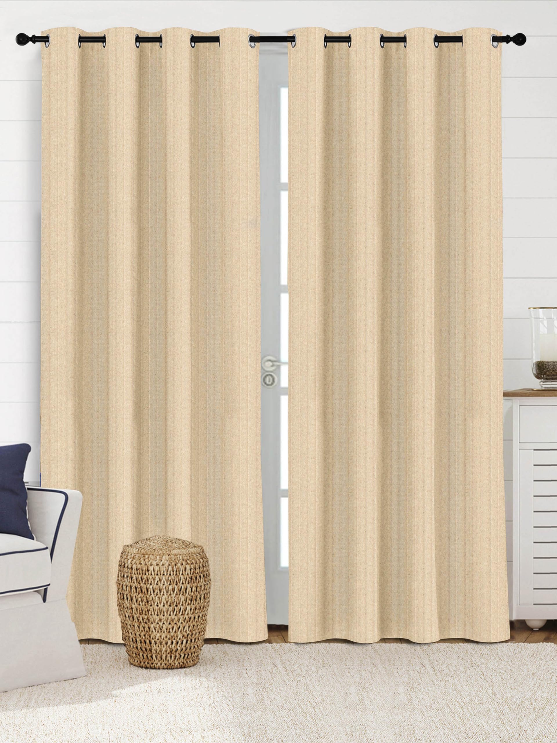 Saral Home Chawla Cotton 100% Blackout Door Curtain 2pc, Beige. 4x7 Feet-image-36