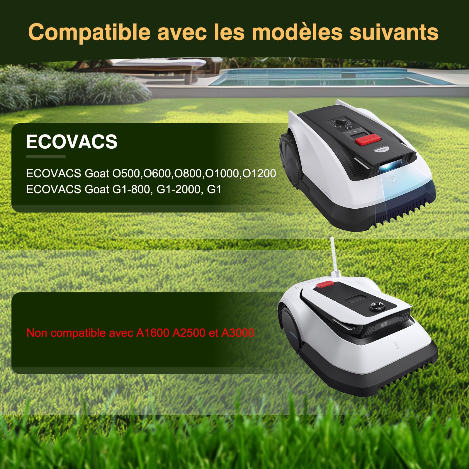 [MISE À NIVEAU] Disque de lames + 6 pièces de lames compatibles avec ECOVACS Goat O500, O800, O1200, G1-800, G1-2000, G1, disque de lames pour robot tondeuse, disque pivotant pour robot tondeuse