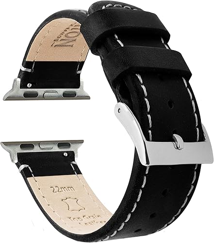 Miniatura 44 de Barton - Correa de cuero flor para reloj, de liberación rápida, anchos disponibles: 16mm, 18mm, 19mm, 20mm, 21mm 22mm, 23mm o 24mm Cuero y costuras