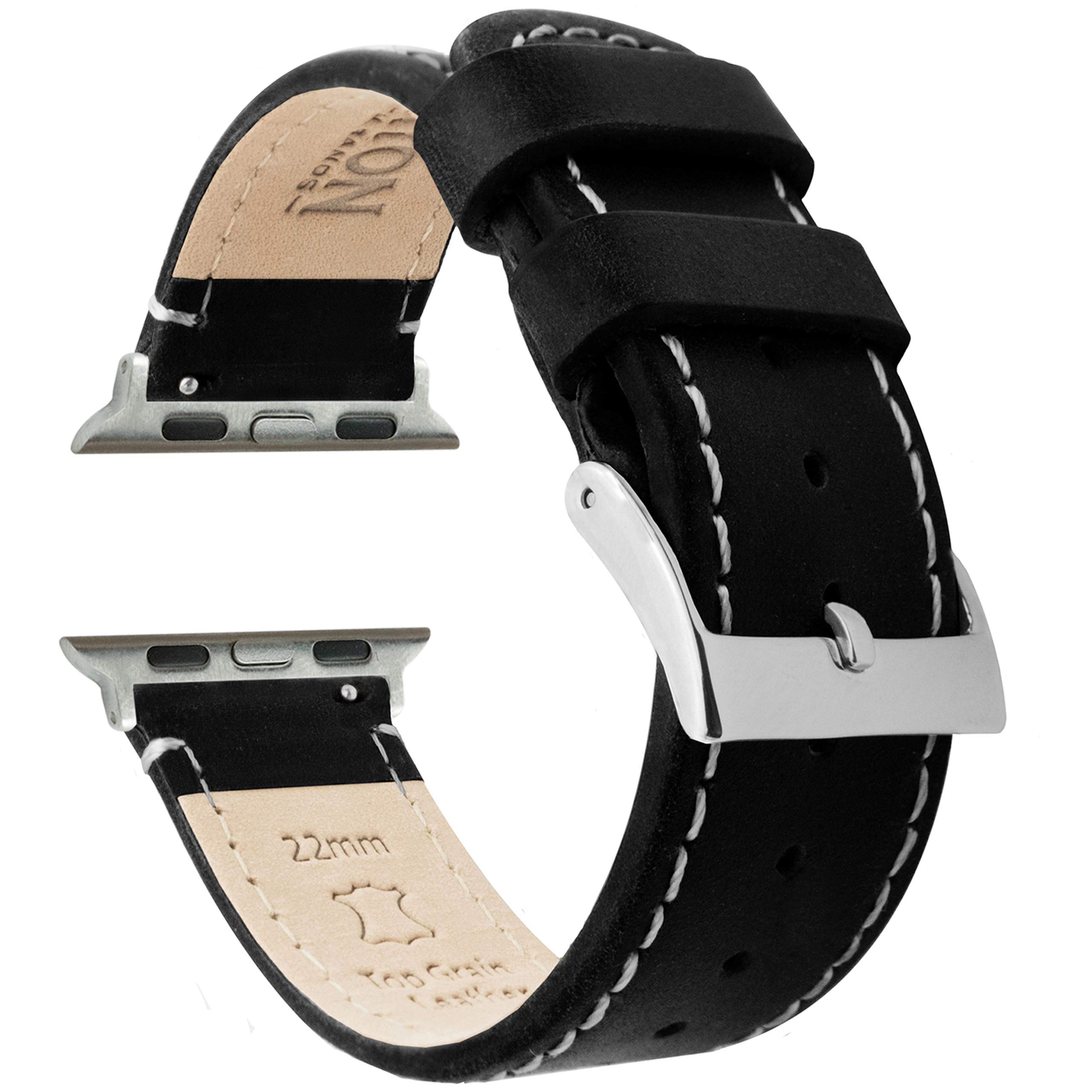 BARTON WATCH BANDS - Top Grain Leather Watch Bands Compatible with Apple Watch Models - 1, 2, 3, 4, 5, 6, 7, 8, 9, 10, SE, Ultra &amp; Ultra 2