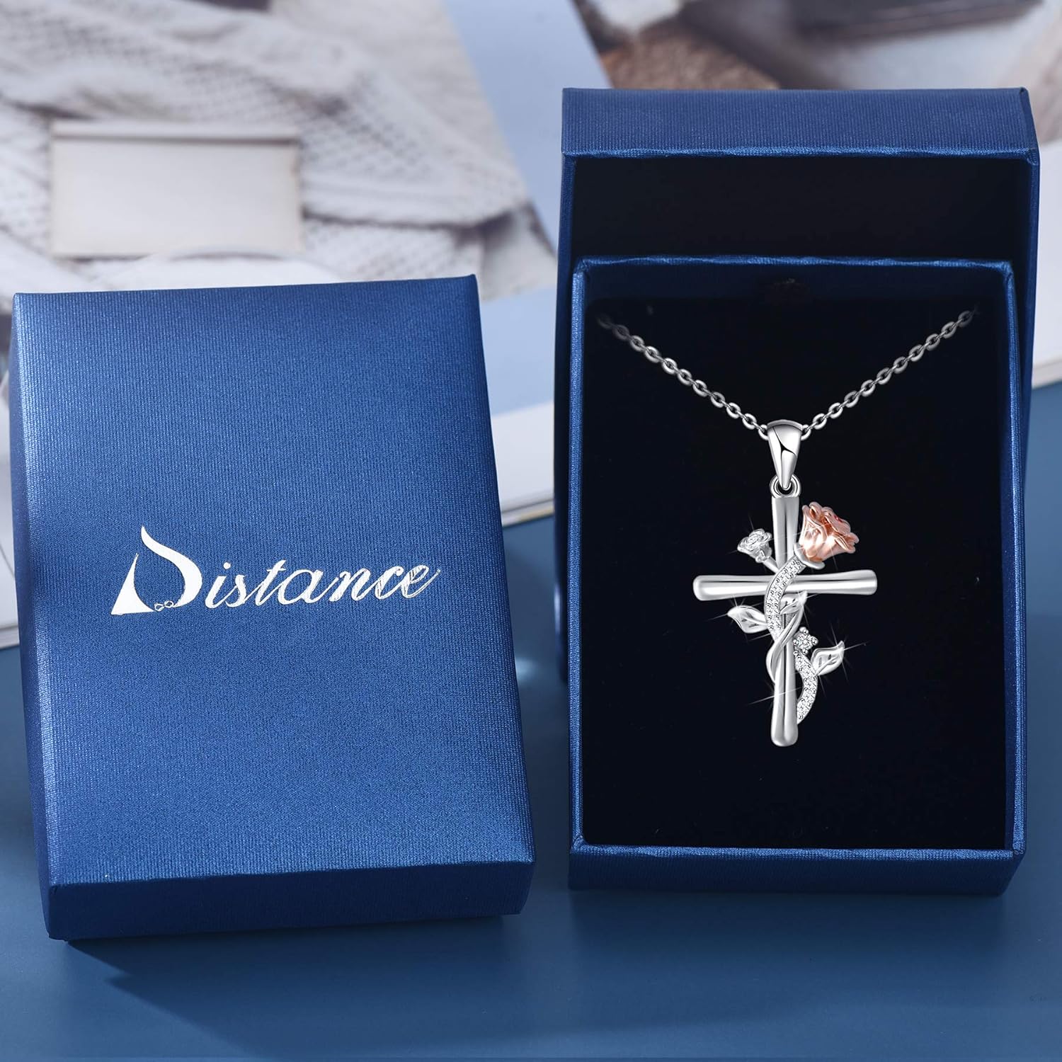 Distance Cross Necklace for Women 925 Sterling Silver Jewelry Pendant Necklace for Mom Wife Gift for Mother's Day or Birthday - Image 6