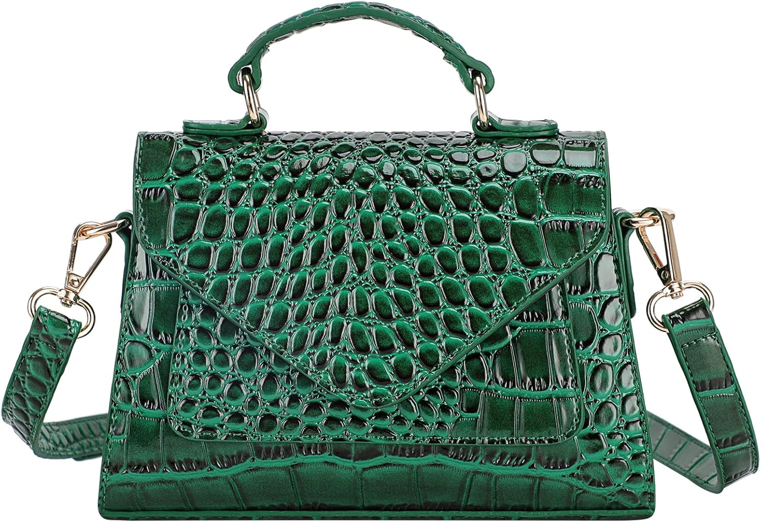 FAMYPAL Crocodile Crossbody Shoulder Bags for Women, Small Trendy Purse for Phone, Womens Top Handle Clutches Handbags