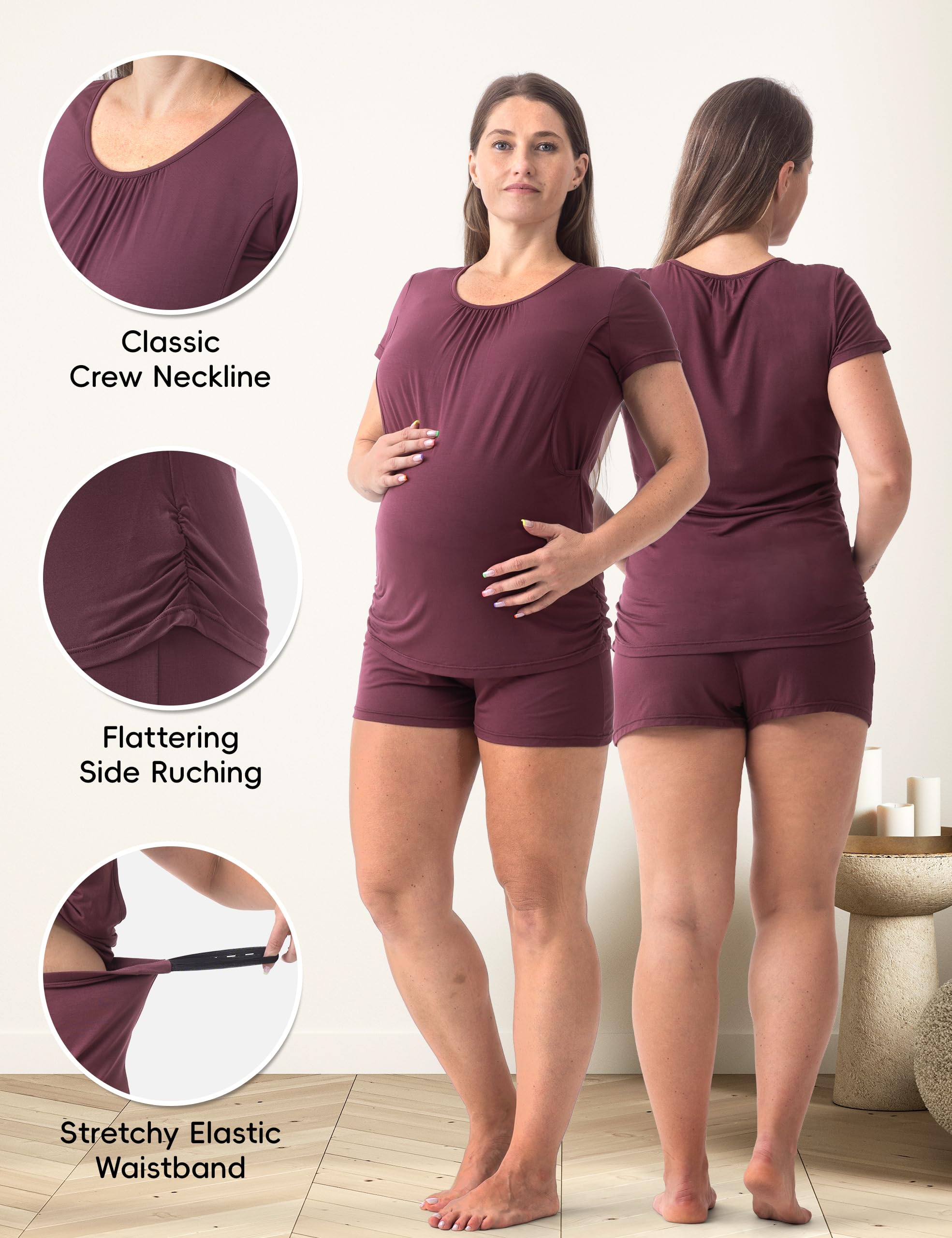 SUNNYBUY Lot de 3 pièces pyjama maternité allaitement manches courtes shorts pantalons grossesse