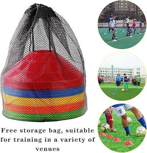 Miniatura 3 de 30 conos de disco de entrenamiento de agilidad con bolsa de transporte para entrenamiento, fútbol, baloncesto, niños, deportes, marcadores de cono