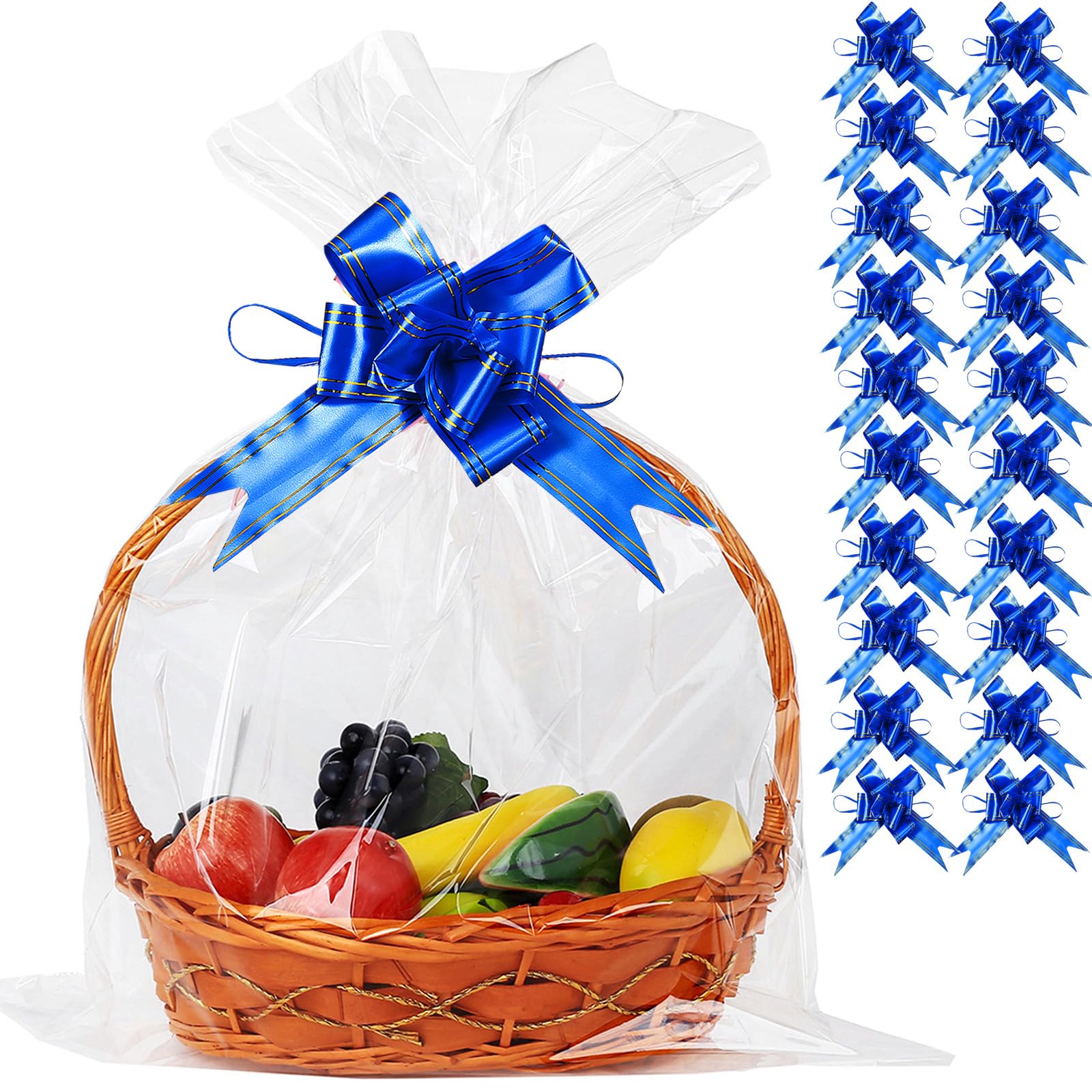 UltraOutlet 100 Packs Large Cellophane Bags 18" x 24" Clear Cellophane Gift Basket Wraps 2.3 Mil Thick Clear Cello Bags for Fruit Basket, Gift Wrap,