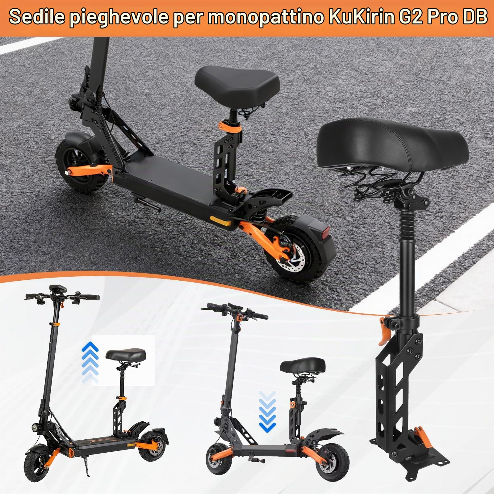Sedile Per Monopattino Elettrico, Cuscino Ammortizzante Per KuKirin G2 Pro DB Scooter Elettrico Sedile Per Monopattino con design rimovibile Scooter Per Adulti Per Ciclismo a Lunga Distanza