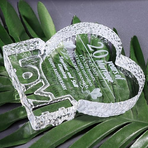 Miniatura 5 de YWHL Escultura de cristal para el 20 aniversario de boda, regalos de recuerdo para su esposa, novia, él, esposo (20 años)