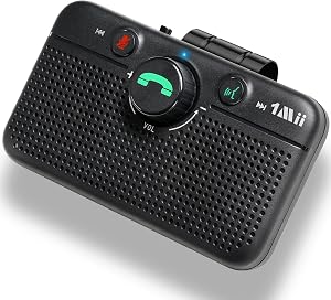 Difuzor hands-free auto 1Mii Bluetooth 5.3, asistent vocal Siri Google, reconectare, Android iOS, muzică, navigație