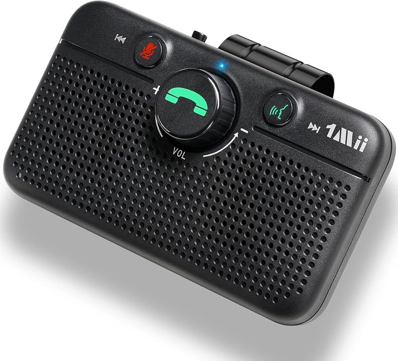 Difuzor hands-free auto 1Mii Bluetooth 5.3, asistent vocal Siri Google, reconectare, Android iOS, muzică, navigație