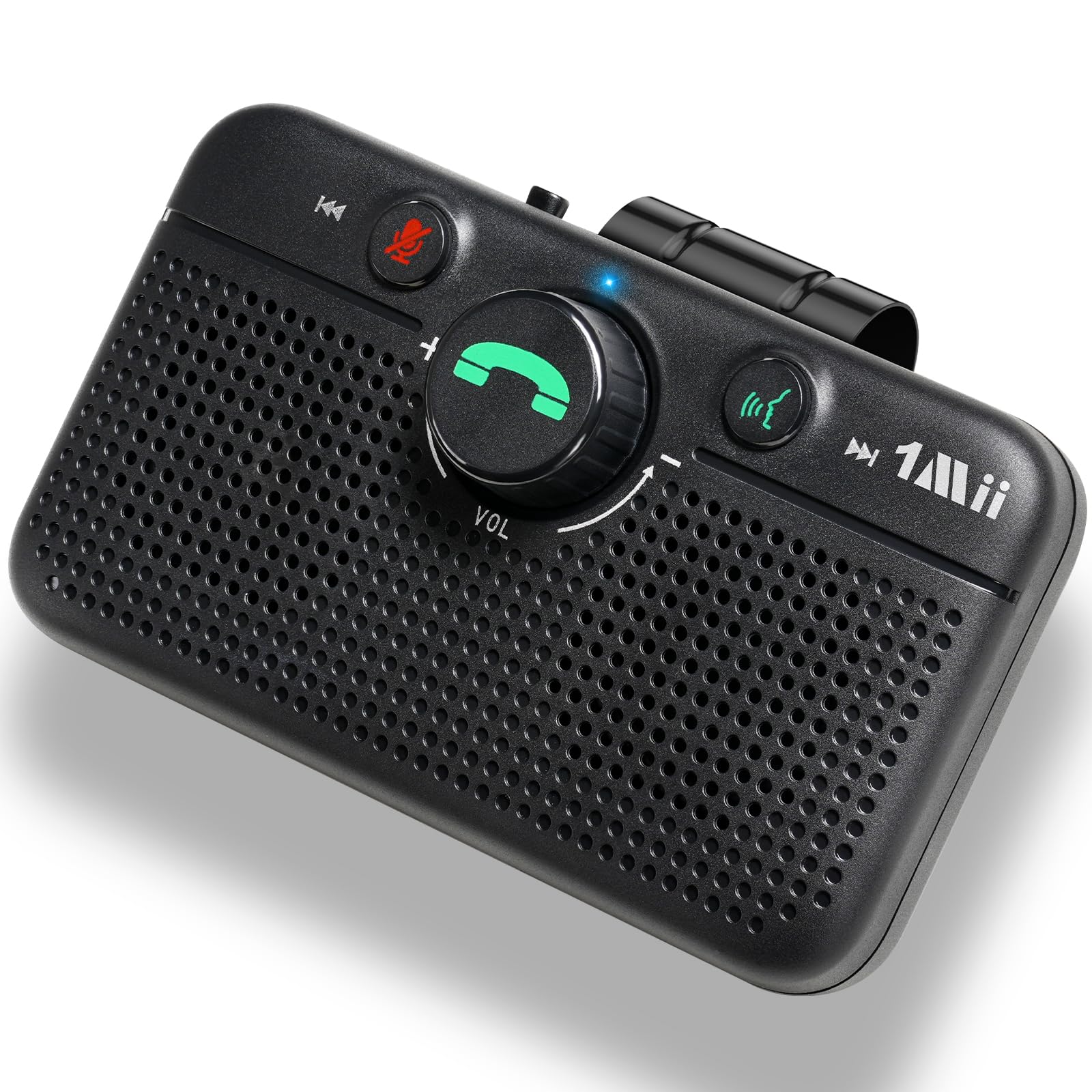 1Mii Kit Vivavoce per Auto Bluetooth 6.0 con Siri Assistente Comandi Vocali di Google Altoparlante, per Chiamate Viva Voce, GPS, Connessione Automatica, Altoparlante da 5W, Connettività Dual Link