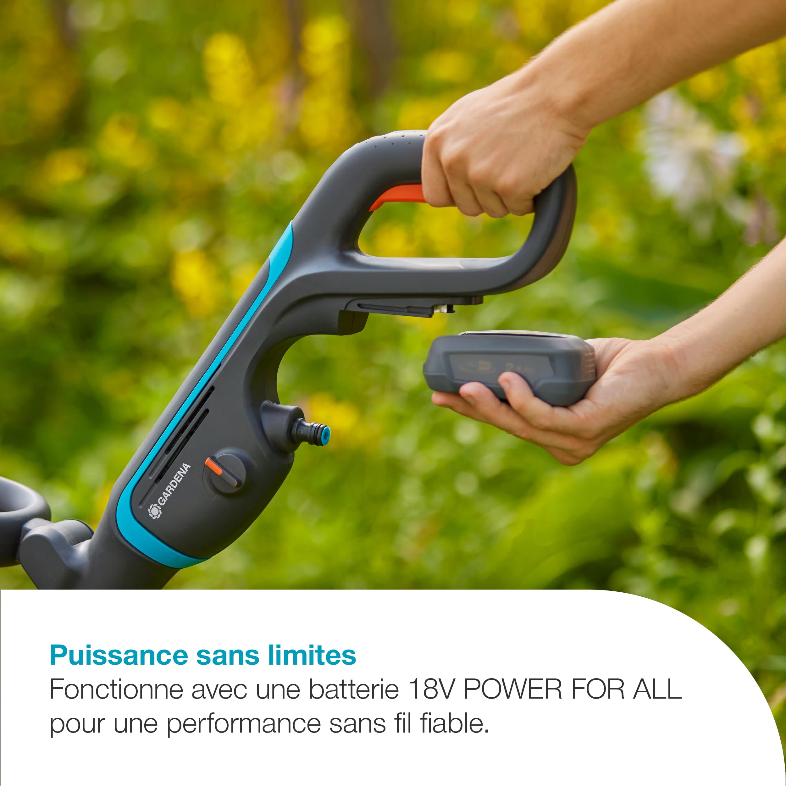 Gardena Nettoyeur de terrasse AquaBrush 18V / P4A - Compact - sans Chargeur ni Batterie: Extérieur, Commande à Un Bouton, Nettoyage Vertical, Ergonomique et réglable, sans Fil (14840-55)