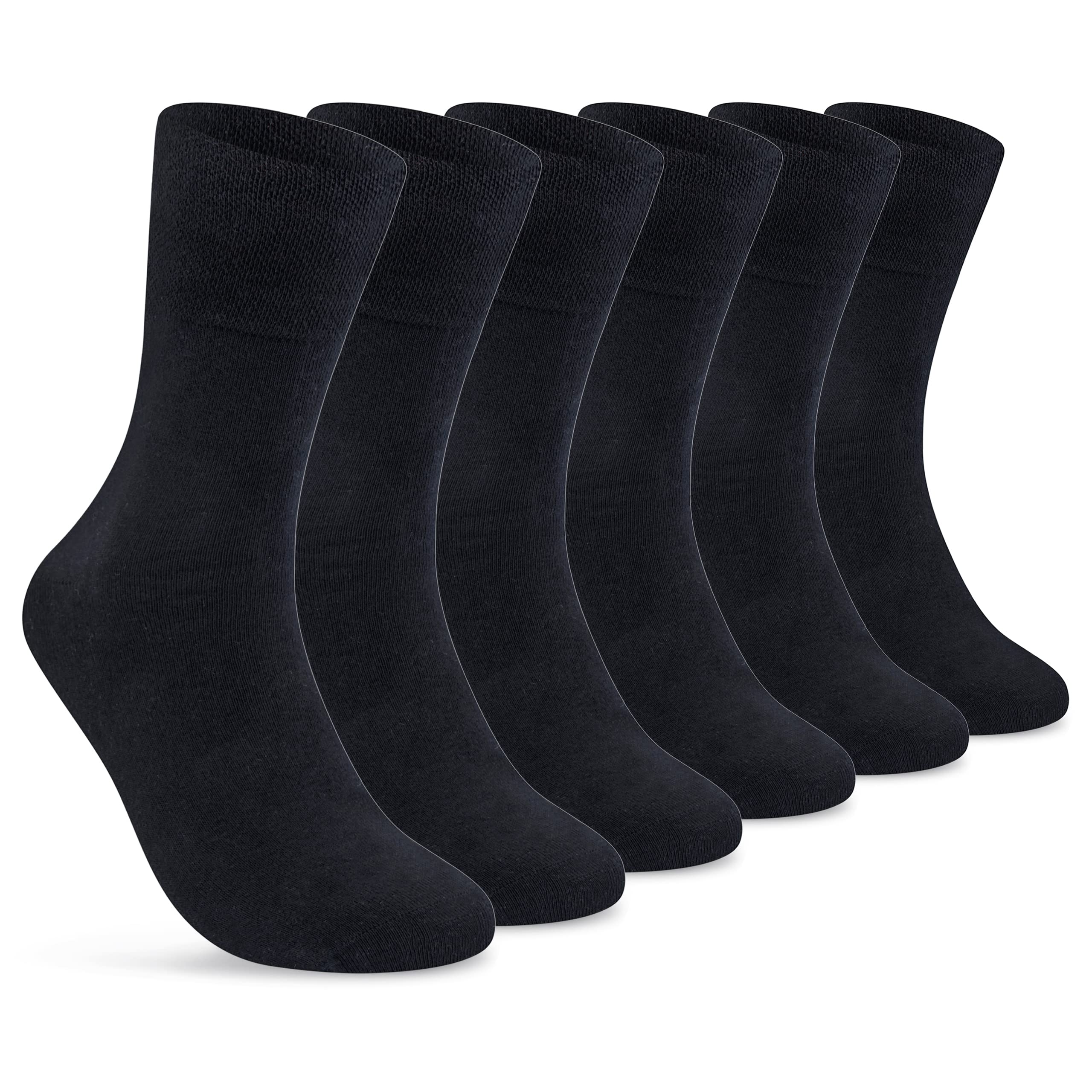sockenkauf24 6 Pares de Calcetines Diabéticos con Cintura de Confort sin Elástico & sin Costuras Hombre & Mujer 97% Algodón