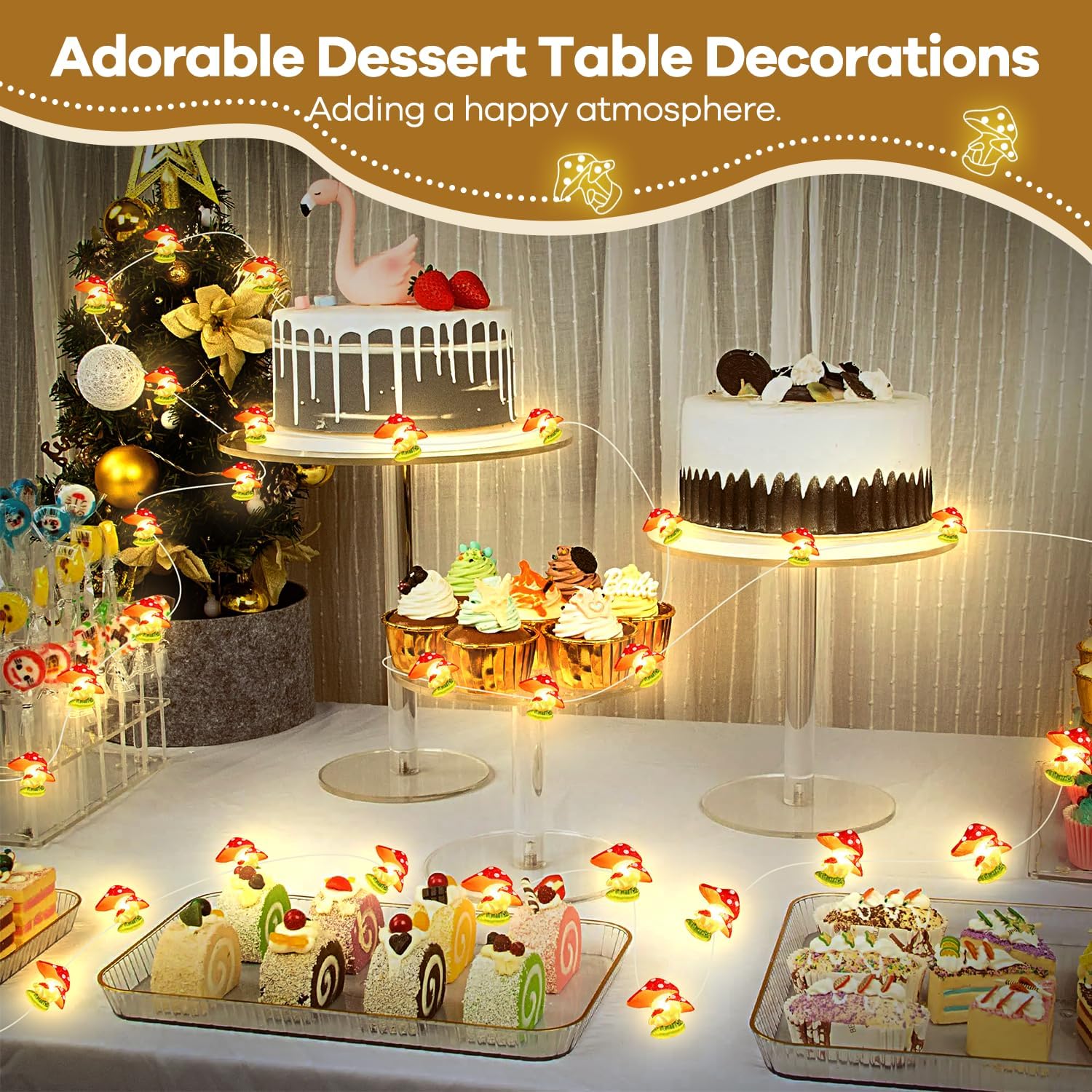 Mushroom Decor Cotta Core Decor 30LEDs Mushroom String Lights Battery