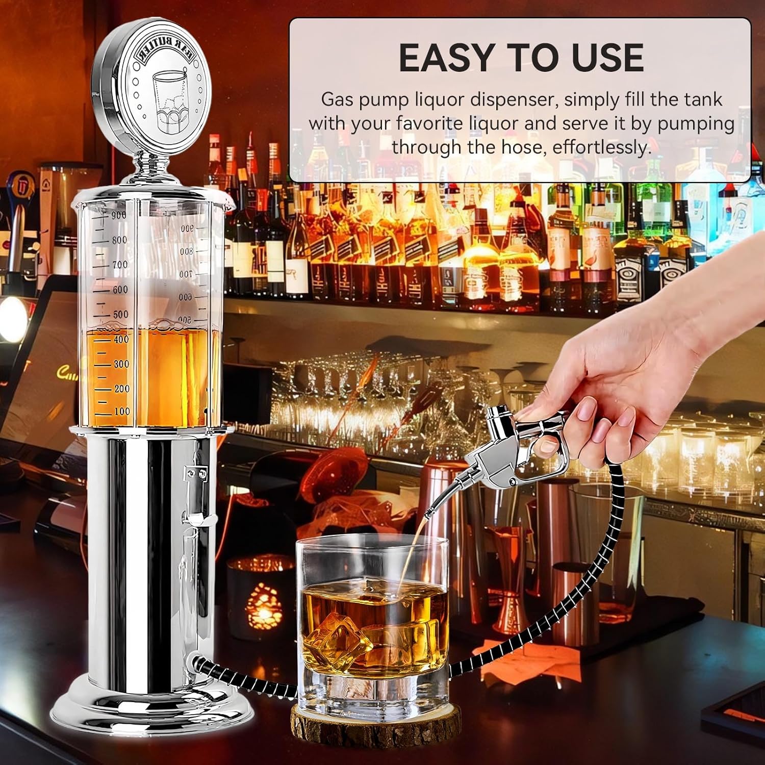 1000cc Mini Alcohol Dispenser, Single Gun Beer Dispenser Keg Party Pump for Beer Juice Picnic Pump with Black Beer Faucet Alcohol Liquid Soft Drink Dispenser Kit