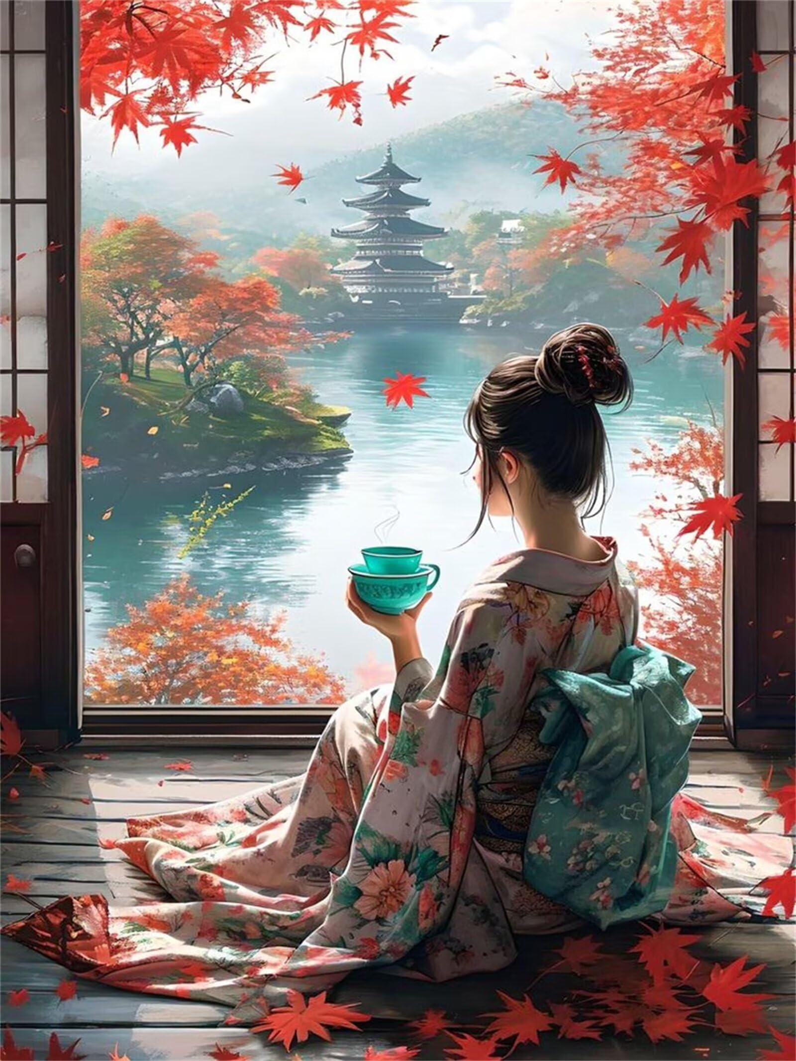 Puzzle pour Adulte - Puzzles 2000 pièces - Geisha Japonaise pittoresque - DIY Puzzles,Décoration Familiale,Cadeaux de Vacances Puzzle Jouet