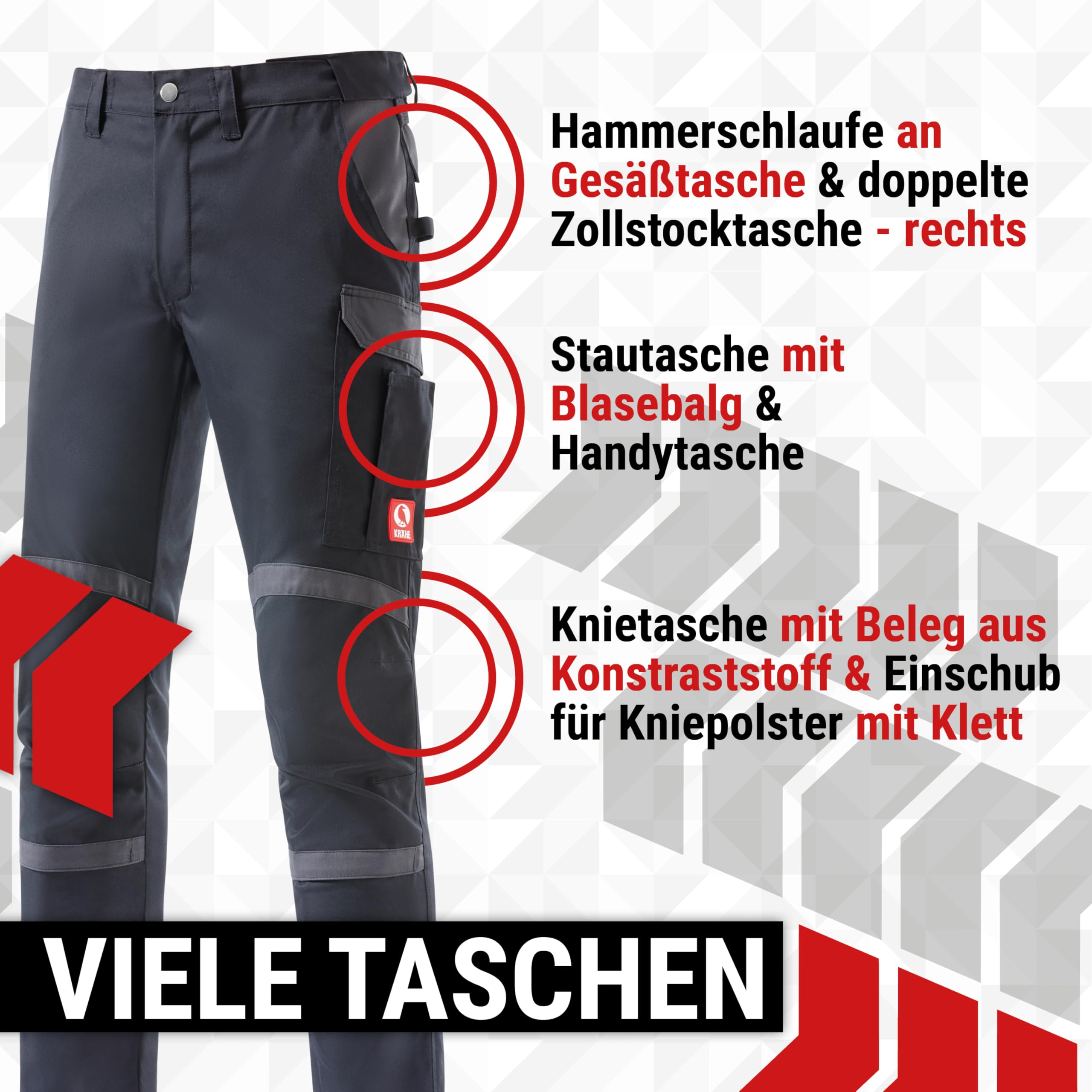 KRÄHE WORKWEAR Profession Pro S T R E T C H Bundhose I Arbeitshose I Top-Leichtgewicht mit hoher Strapazierfähigkeit und besonderer Elastizität