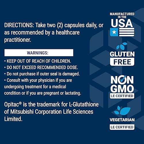 Miniatura 7 de Life Extension Glutatión 500 mg - Cápsulas de glutatión, suplemento antioxidante, estrés oxidativo, forma reducida activa, sin gluten, sin OMG,