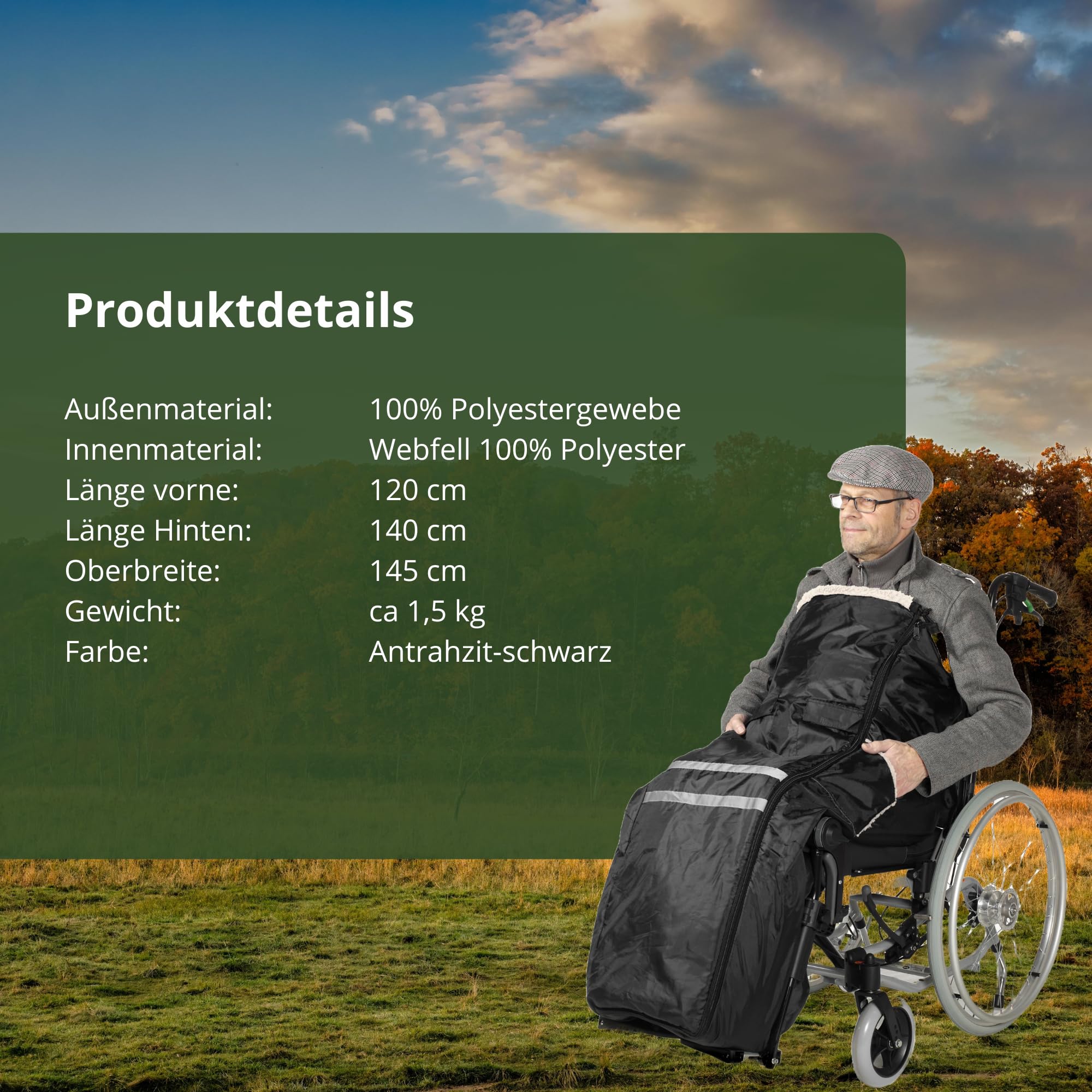 Sacco impermeabile per sedia a rotelle (Antrahzit-nero)