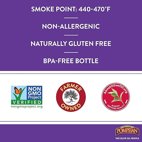 Miniatura 5 de Pompeian Aceite de oliva de sabor ligero ligero y sutil perfecto para freír y hornear naturalmente libre de gluten no alérgico sin OMG 16 onzas