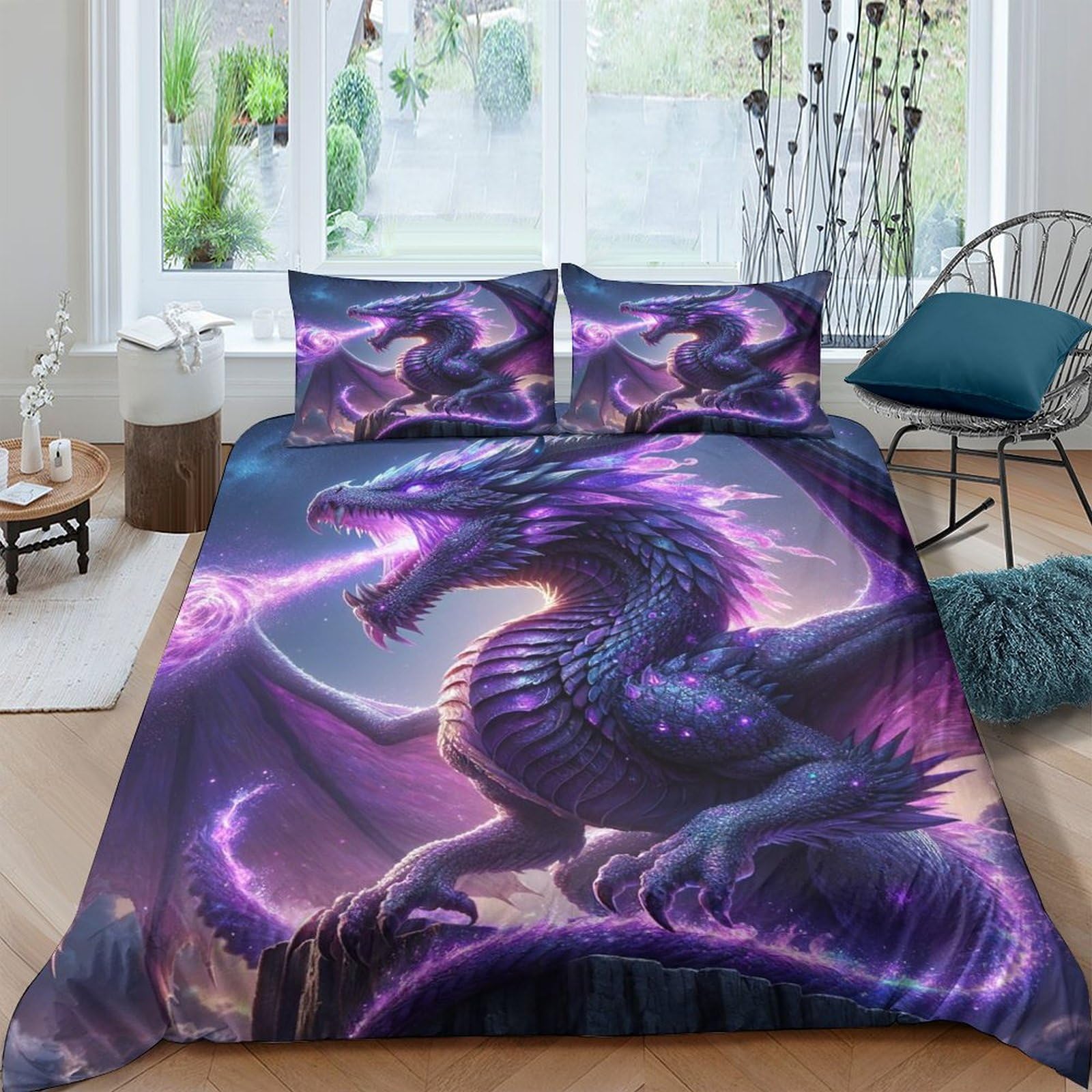 Qpirinmex Flying Dragon-8 Flying Dragon Duvet Cover Set Pattern Printe Bedding Quilt Duvet Cover Set For Soft Microfiber For Teens And Adult Double（200X200cm）