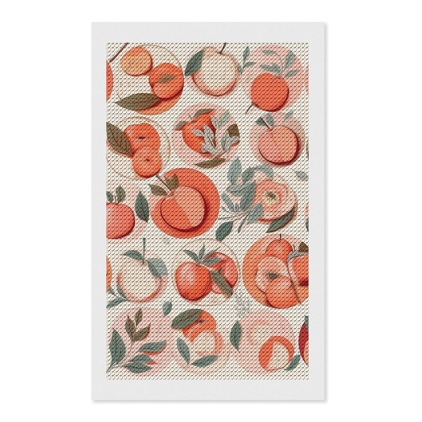 Round Peach Diamond Art Kits for Adults, DIY 5D Diamonds Painting Kits for Beginner, Round Full Drill Diamond Dots Painting, Diamonds Pictures Gem Art and Crafts Wall Decor 12"x20"