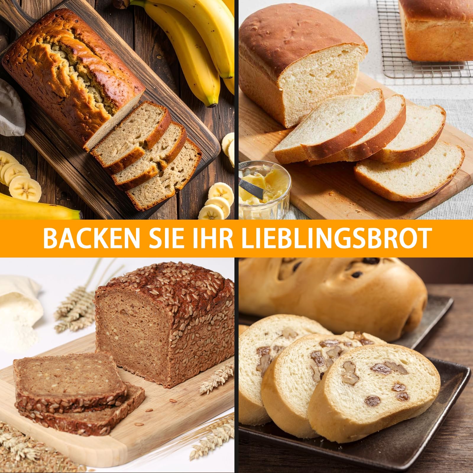 Brotbackform mit Deckel, Gusseisen Topf Brot Backen, 2-in-1 Brotbacktopf für selbstgebackenes Sandwichbrot, Bananenbrot, Kuchen, Hackbraten, Schwarz